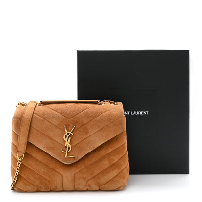 Saint Laurent Suede Calfskin Y Quilted Monogram Small Loulou Chain Satchel Cinnamon 13 of 13