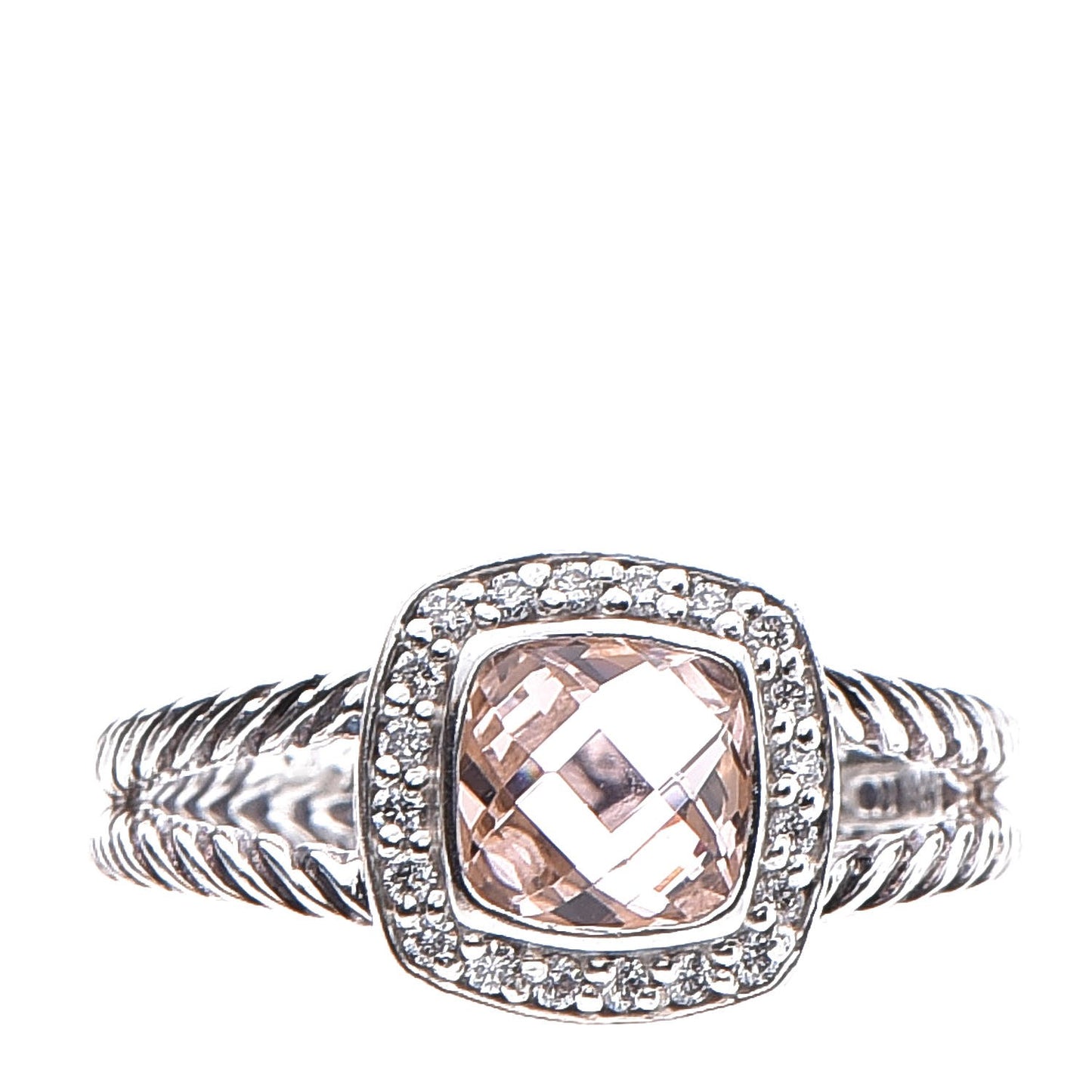 Sterling Silver Diamond Morganite 7mm Petite Albion Ring 60 9
