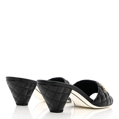 Chanel Lambskin Quilted Textured CC Mules 38.5 Black 4 of 9