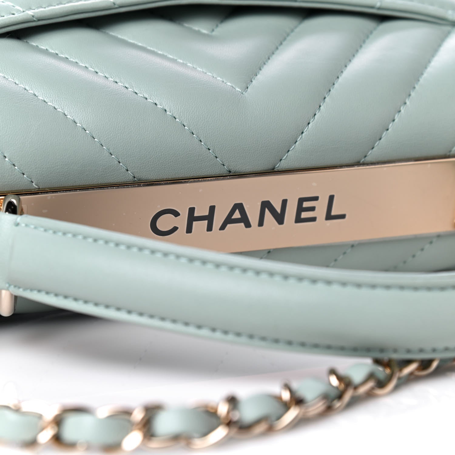 Chanel Lambskin Chevron Quilted Small Trendy CC Dual Handle Flap Bag Light Green 9 of 19