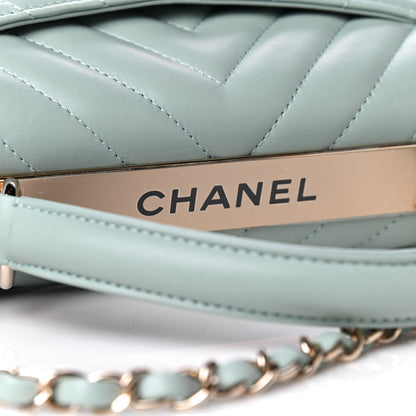 Chanel Lambskin Chevron Quilted Small Trendy CC Dual Handle Flap Bag Light Green 9 of 19