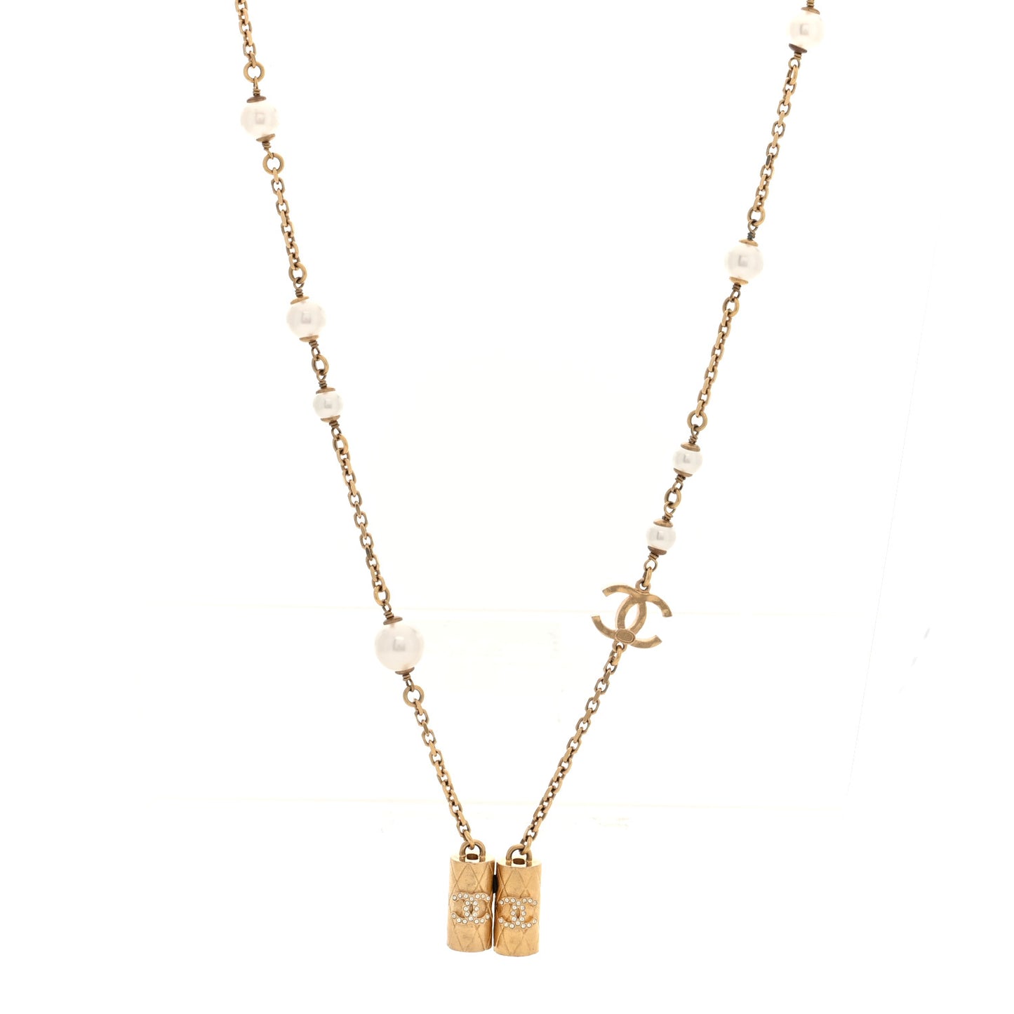 Metal Crystal Pearl Airpod Necklace Gold