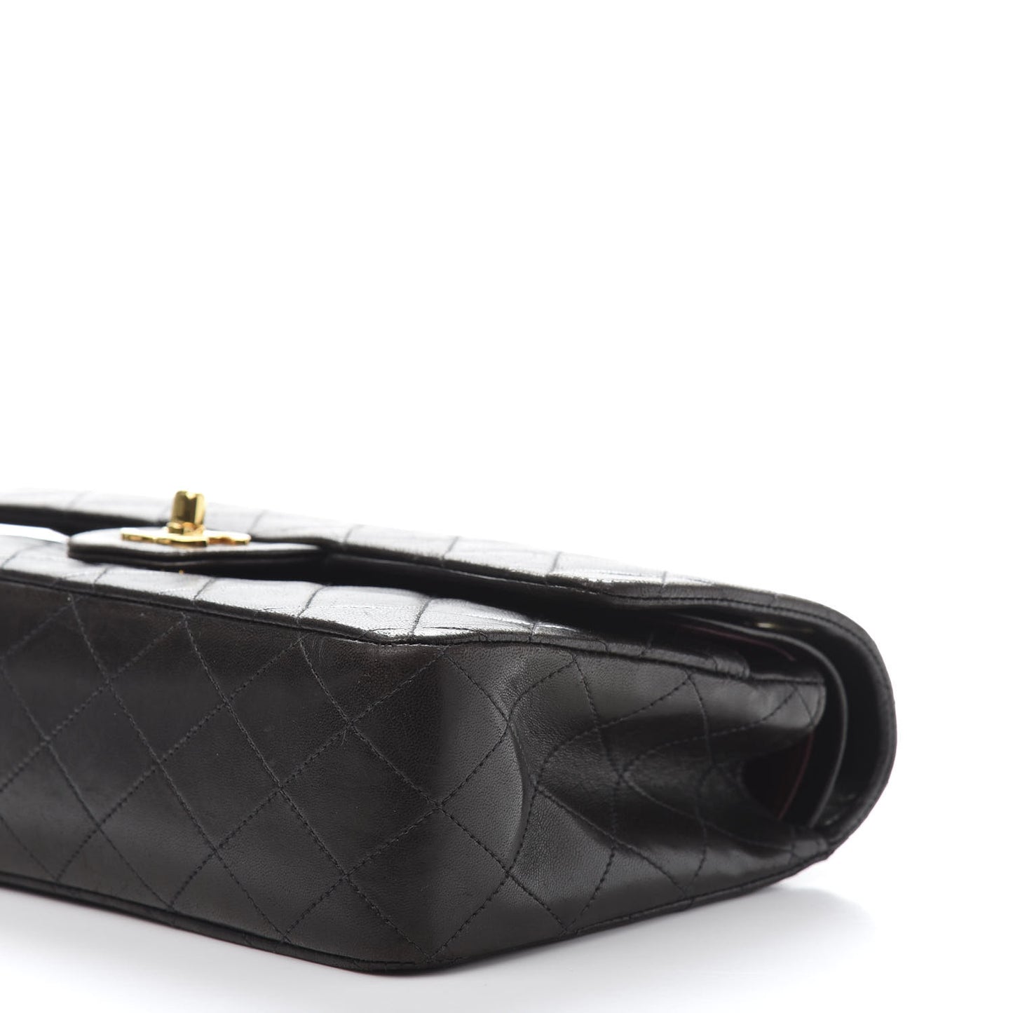Lambskin Quilted Medium Double Flap Black