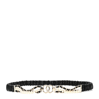 Chanel Lambskin CC Pearl Chain Belt 90 36 Black 1 of 3