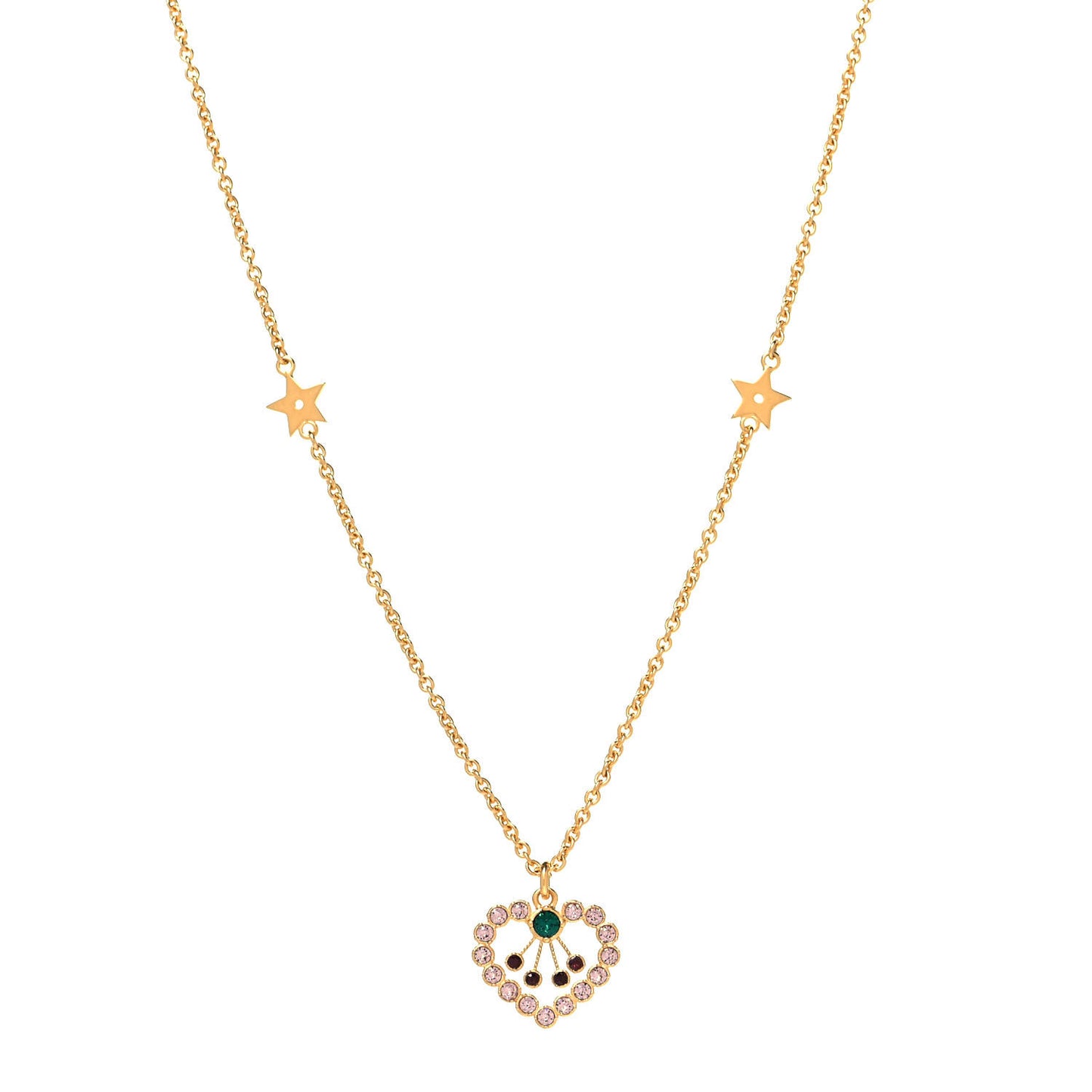Crystal Heart Necklace Gold
