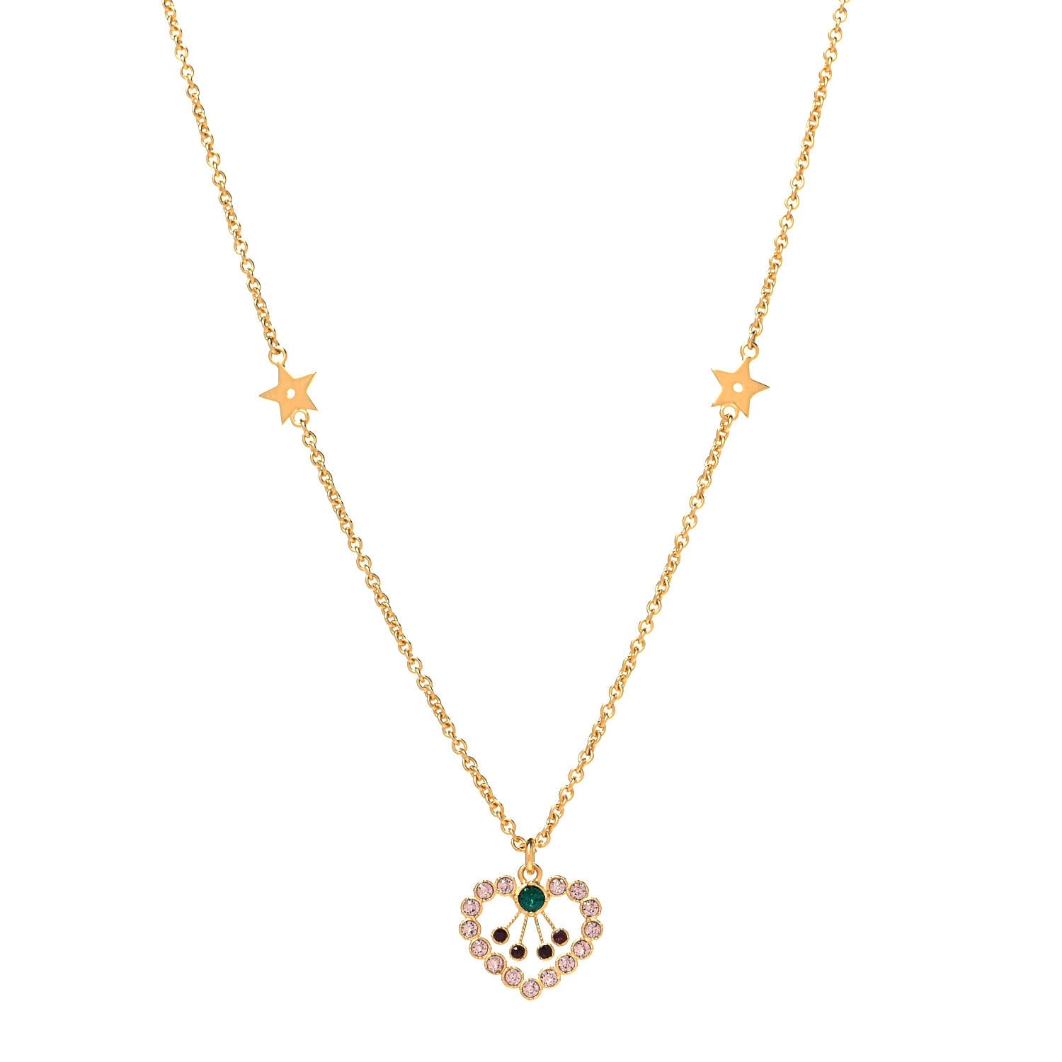 Christian Dior Crystal Heart Necklace Gold 1 of 5