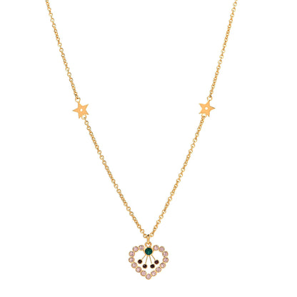 Christian Dior Crystal Heart Necklace Gold 1 of 5