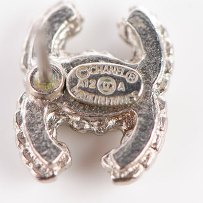 Chanel Crystal Timeless CC Earrings Silver 5 of 6
