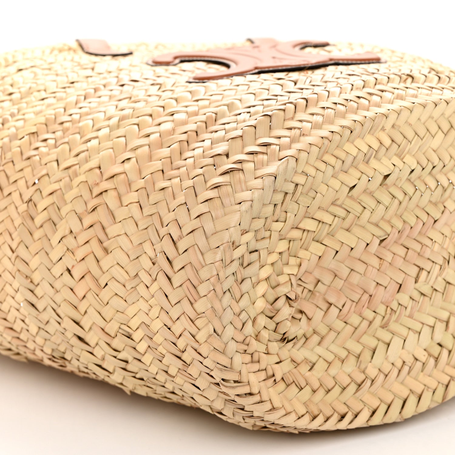 Celine Raffia Calfskin Triomphe Medium Panier Tan 8 of 10