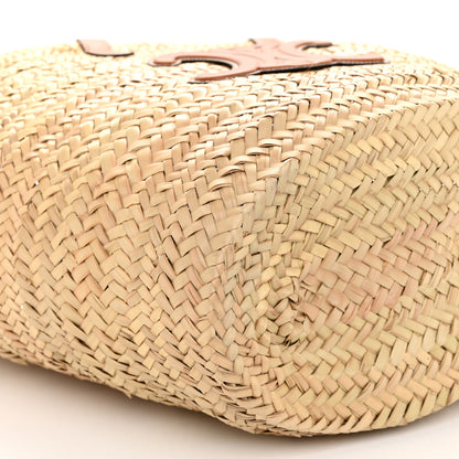 Celine Raffia Calfskin Triomphe Medium Panier Tan 8 of 10
