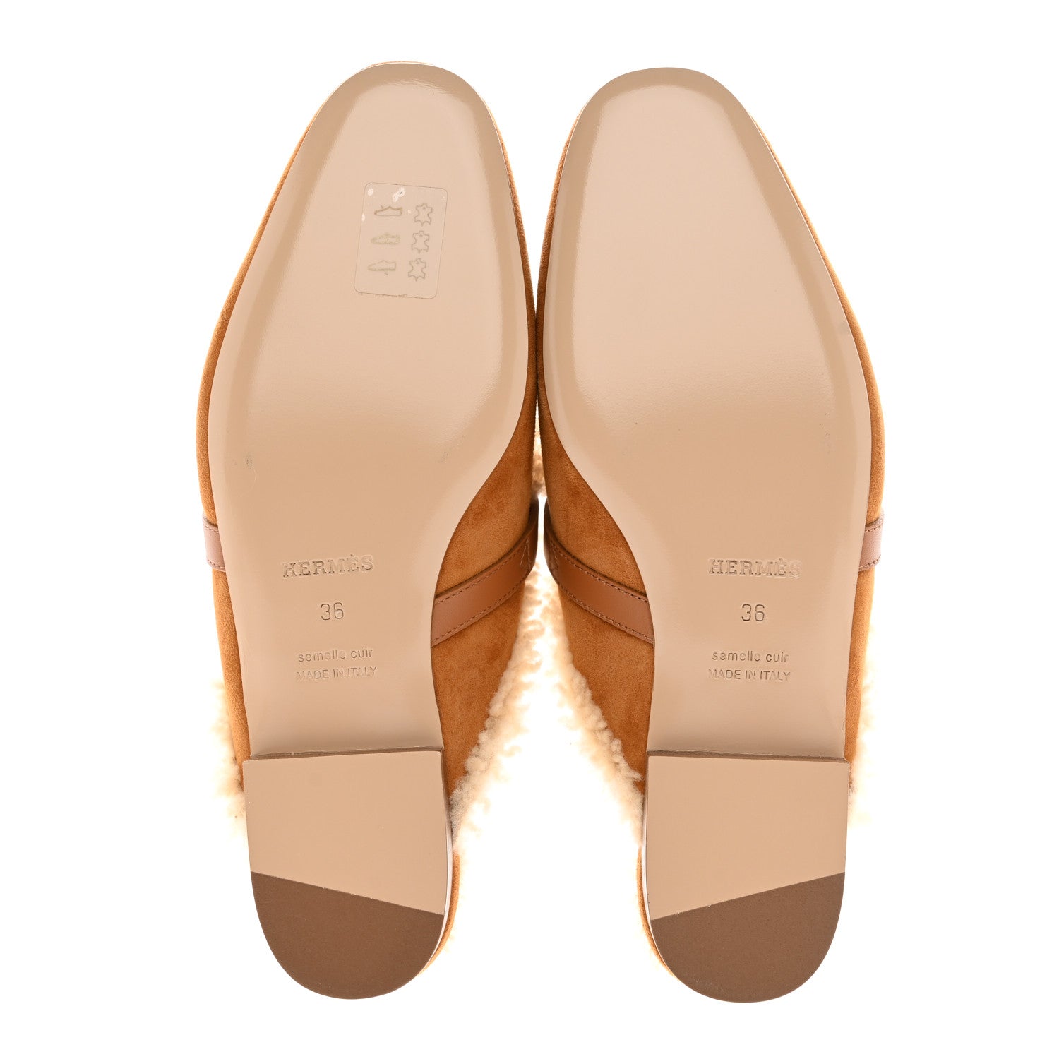 Hermes Suede Goatskin Calfskin Woolskin Oz Mules 36 Naturel 5 of 11