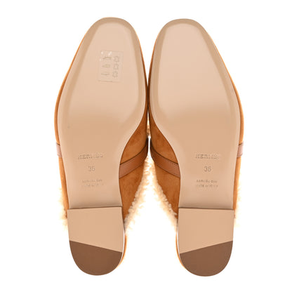 Hermes Suede Goatskin Calfskin Woolskin Oz Mules 36 Naturel 5 of 11