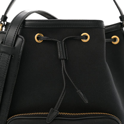 Prada Jacquard Logo Mini Bucket Crossbody Bag Black 8 of 11