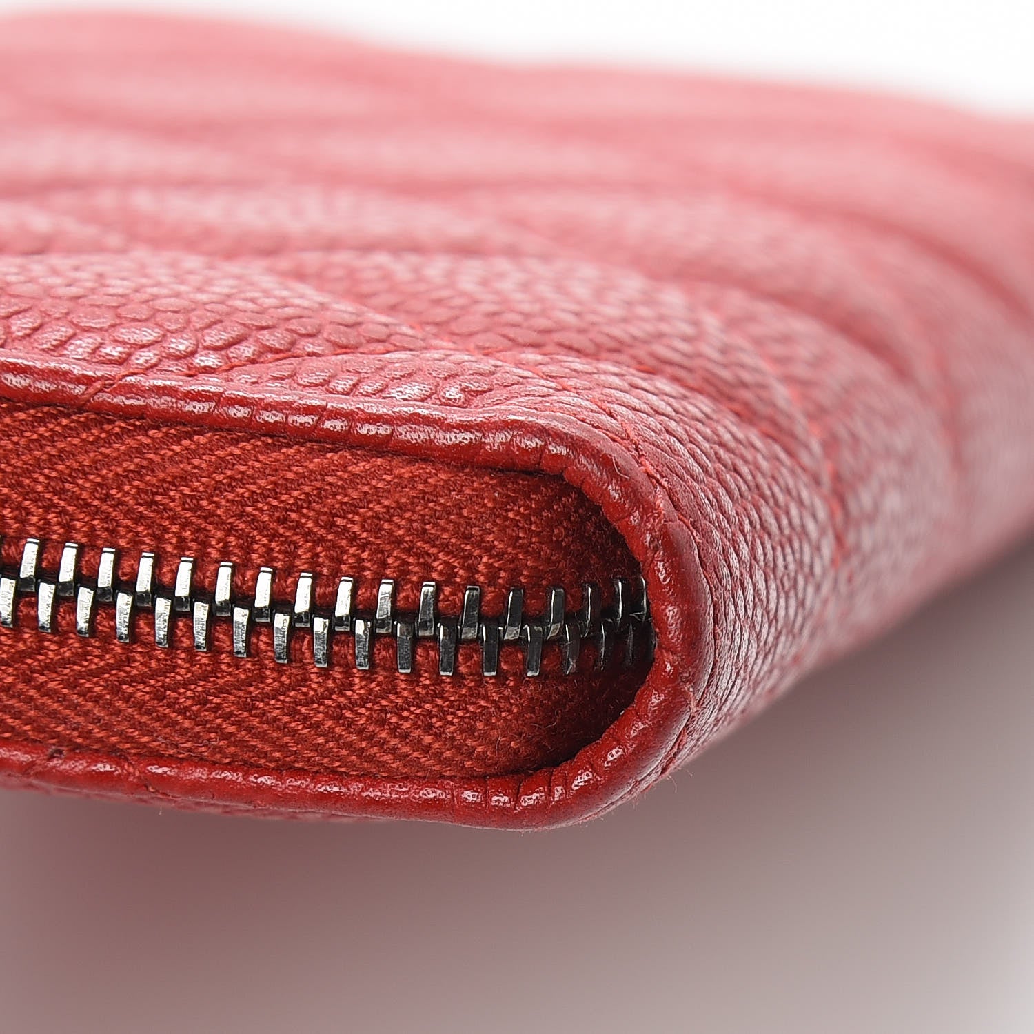Chanel Caviar Quilted Small Zip Around Wallet Red 12 of 14