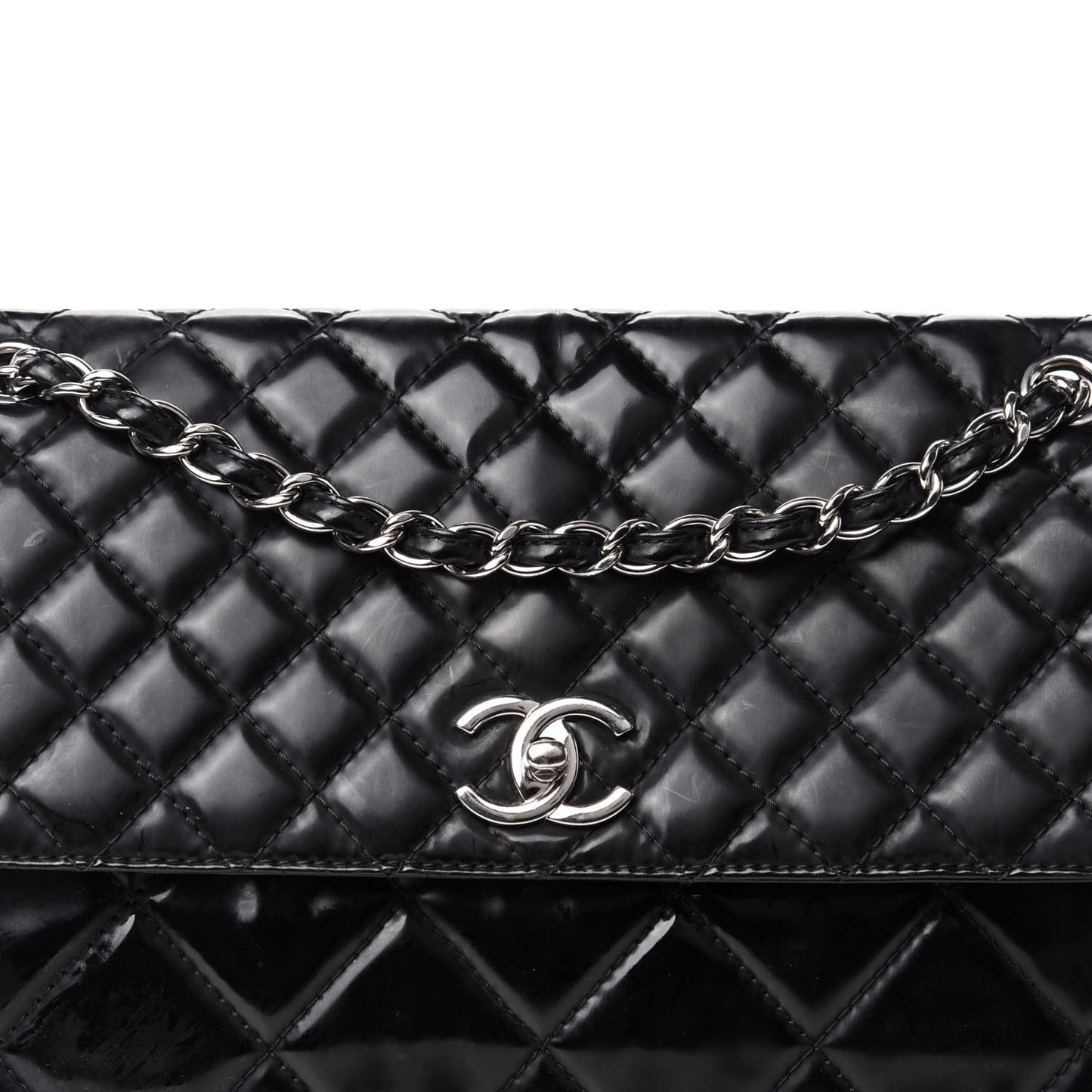 Vinyl Quilted In the Business Flap Bag Black