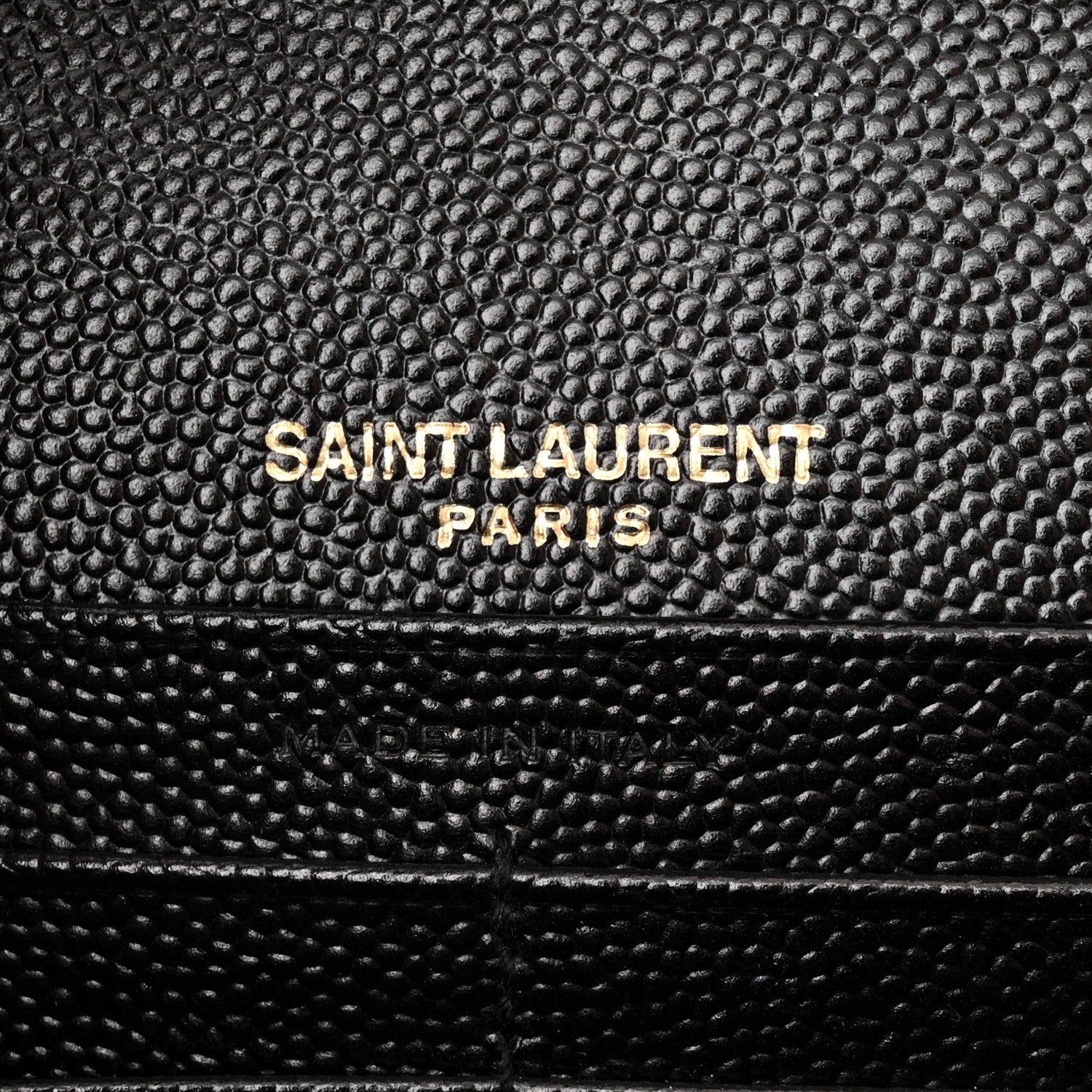Saint Laurent Grain De Poudre Matelasse Chevron Monogram Chain Wallet Black 6 of 10