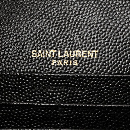 Saint Laurent Grain De Poudre Matelasse Chevron Monogram Chain Wallet Black 6 of 10