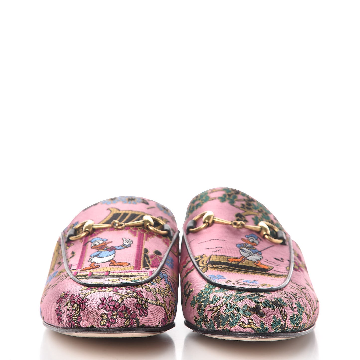 X DISNEY Jacquard Japanese Donald Duck Womens Princetown Slippers 38 Pink Black