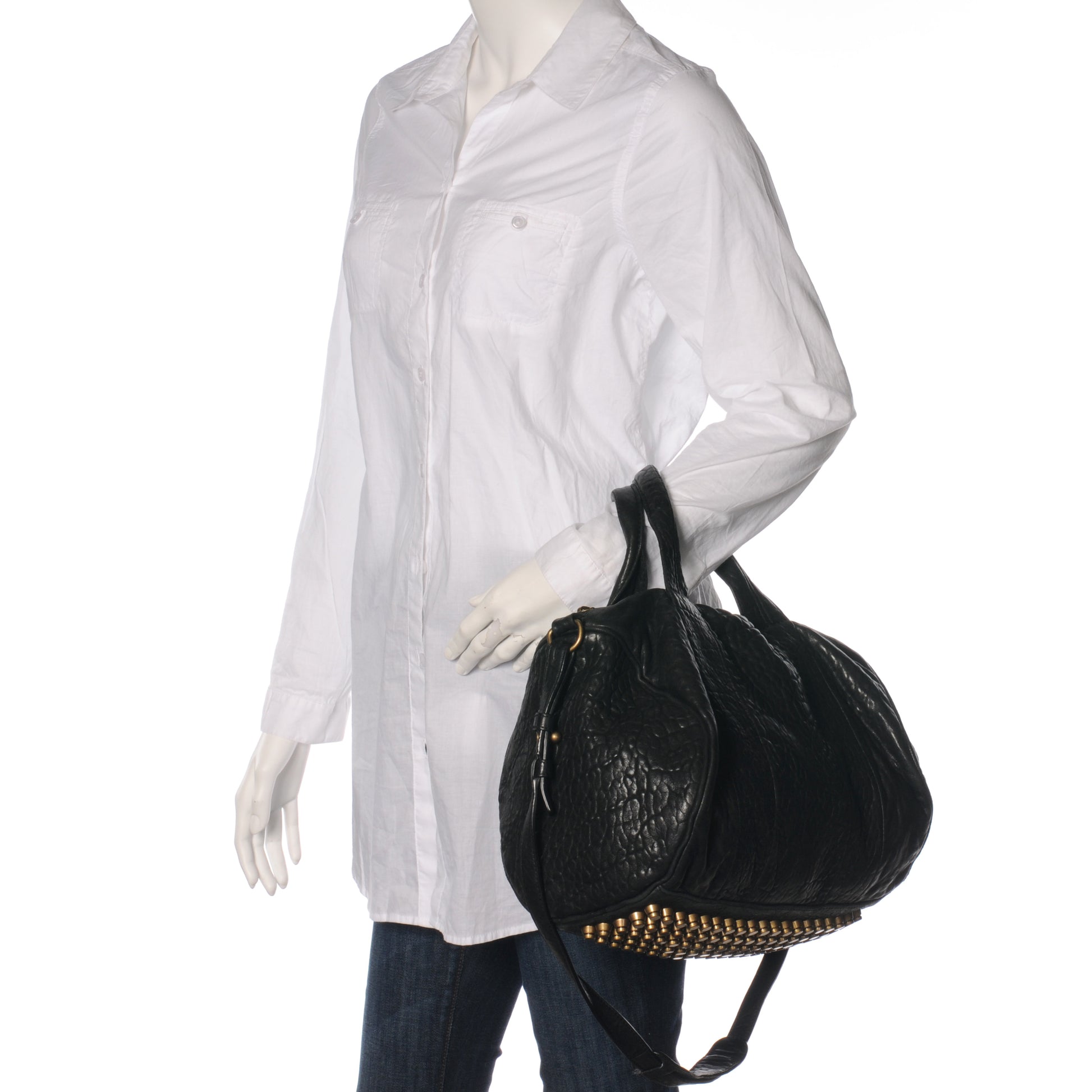 Alexander Wang Leather Rocco w Antique Brass Hardware Black 4 of 6
