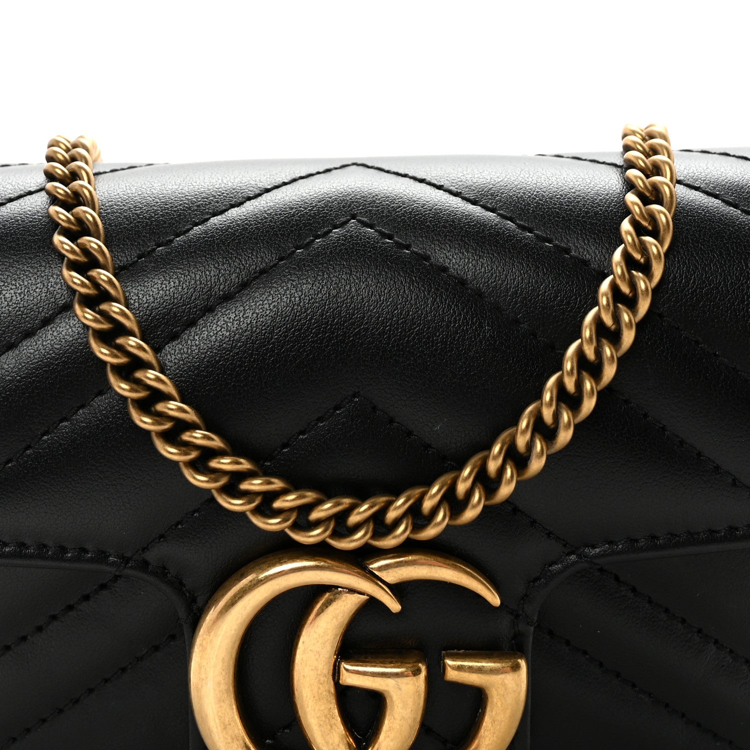 Gucci Calfskin Matelasse Super Mini GG Marmont Shoulder Bag Black 8 of 10