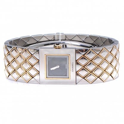 Chanel Stainless Steel 19mm Quilted Matelasse Quartz Watch Black Gold 3 of 7