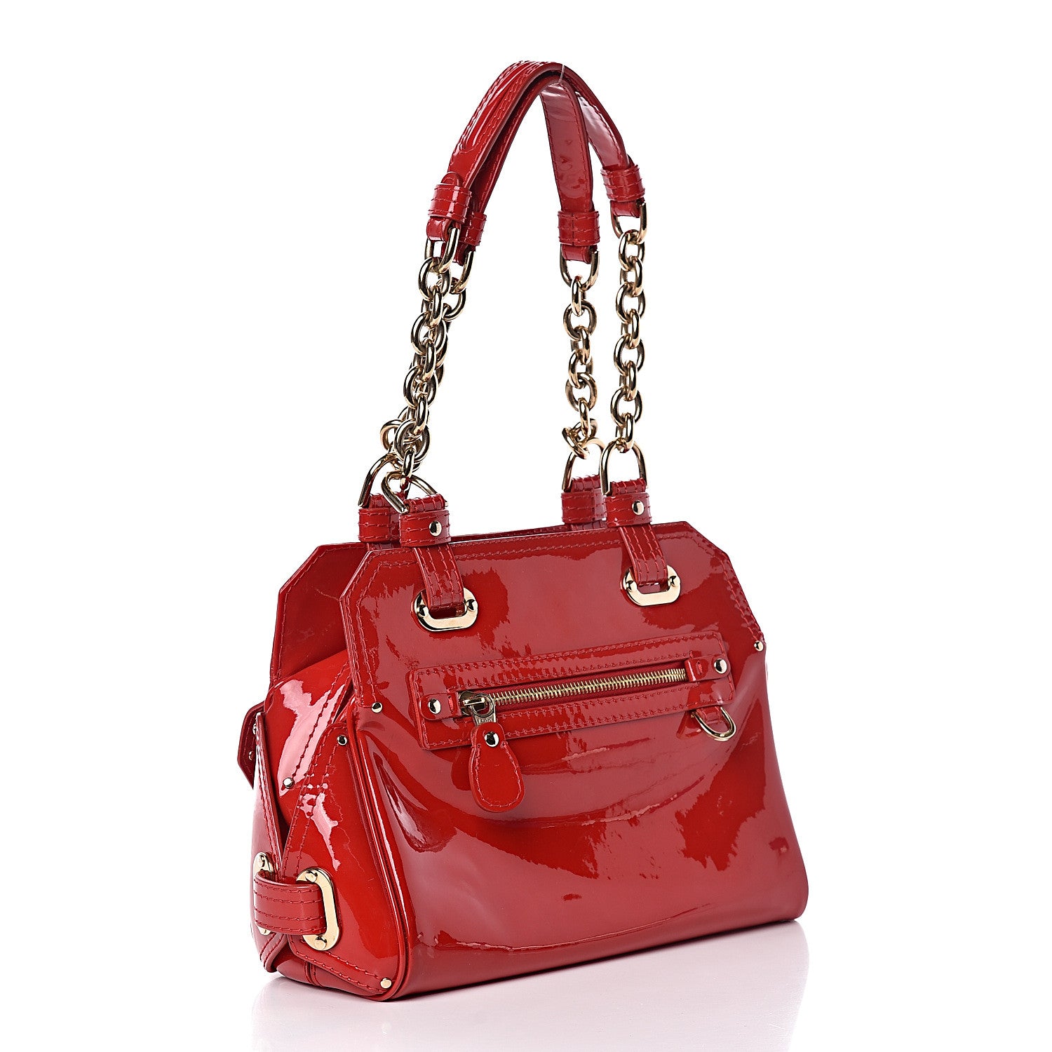 Versace Patent Studded Bag Red 3 of 13