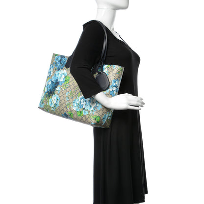 Gucci GG Supreme Monogram Blooms Medium Reversible Tote Beige Blue Navy 3 of 14