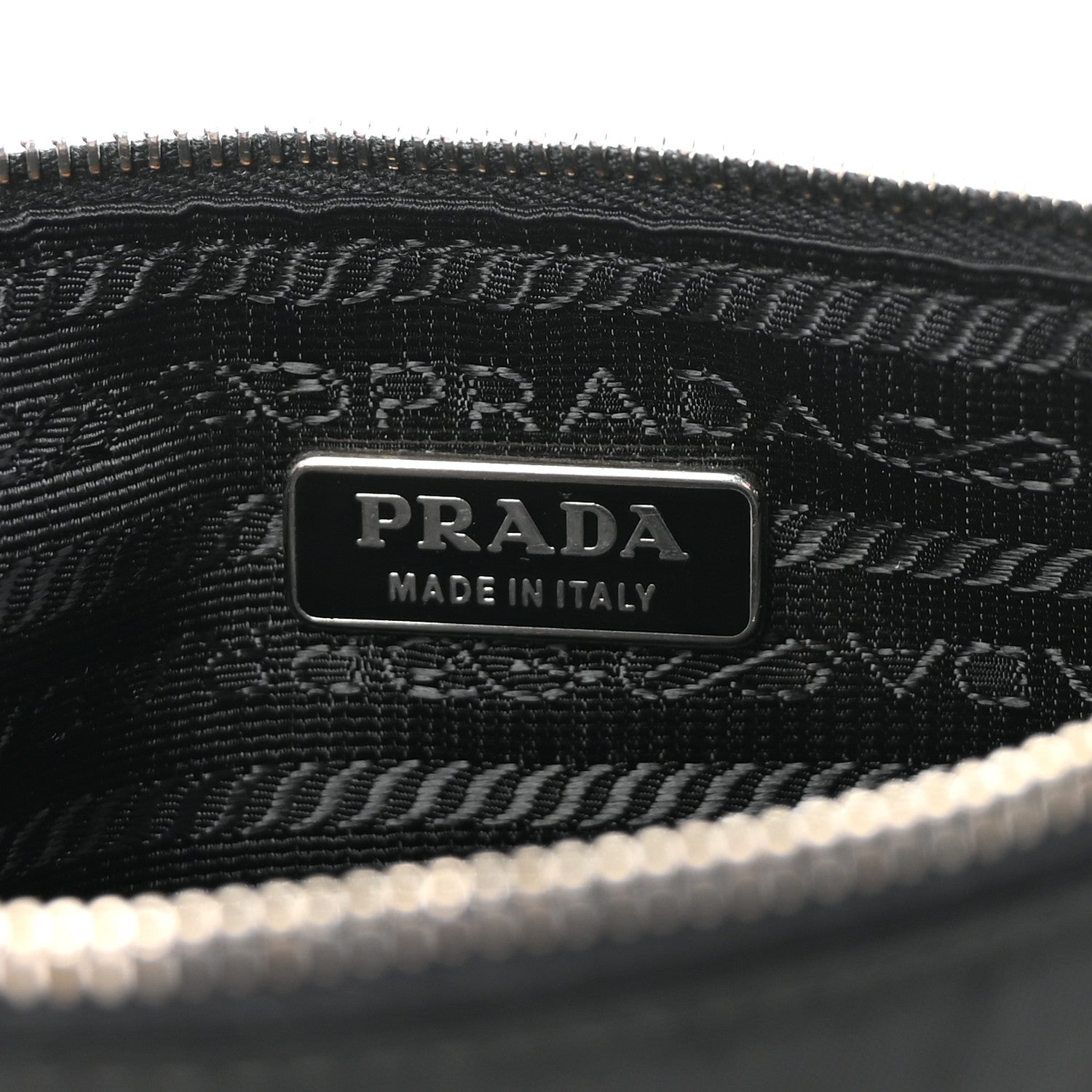 Prada Tessuto Nylon Saffiano Taurus Zip Pouch Black 1864002