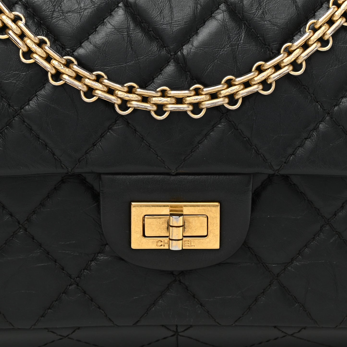 Aged Calfskin Quilted 2.55 Reissue 226 Flap Black