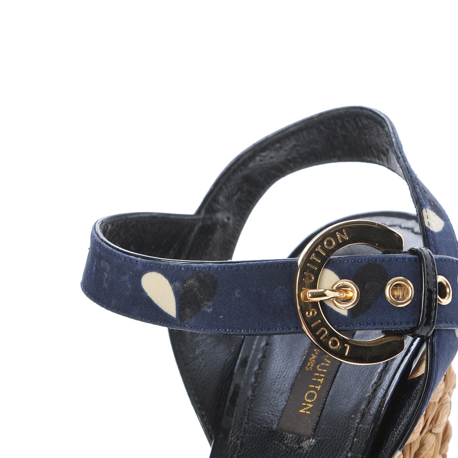 Louis Vuitton Raffia Canvas Hearts Tuileries Wedge Sandals 36 Blue 11 of 20