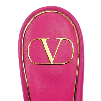 Valentino Garavani Calfskin Lacquer Monochrome Roman Stud Ankle Strap 80mm Pumps 37 Pink PP 6 of 8