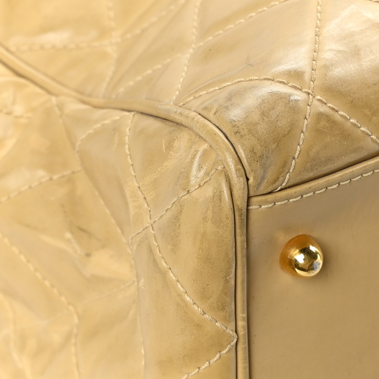 Vinyl Stitched XL Weekender Beige