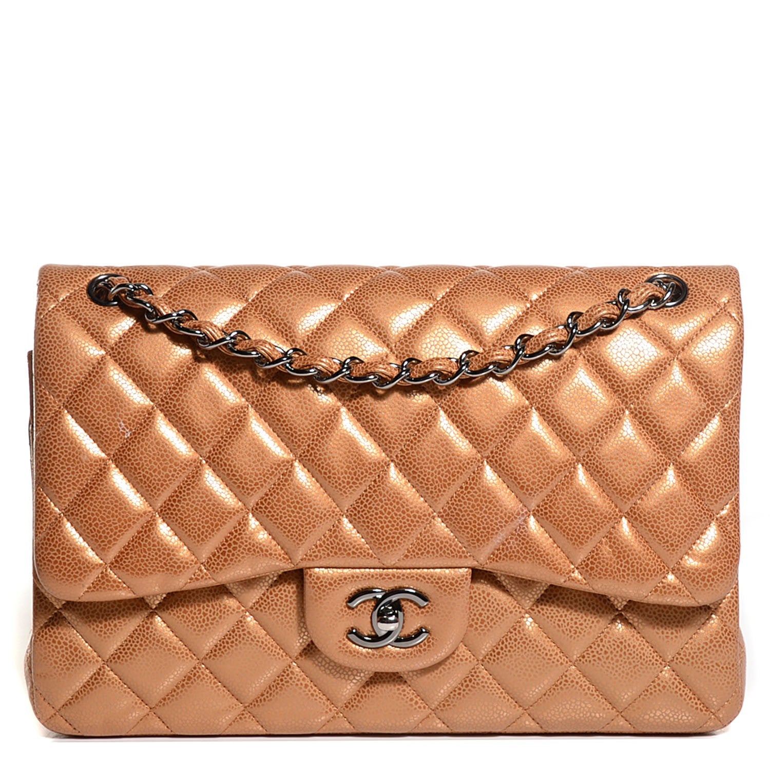 Chanel Metallic Caviar Quilted Jumbo Double Flap Copper 1 of 9