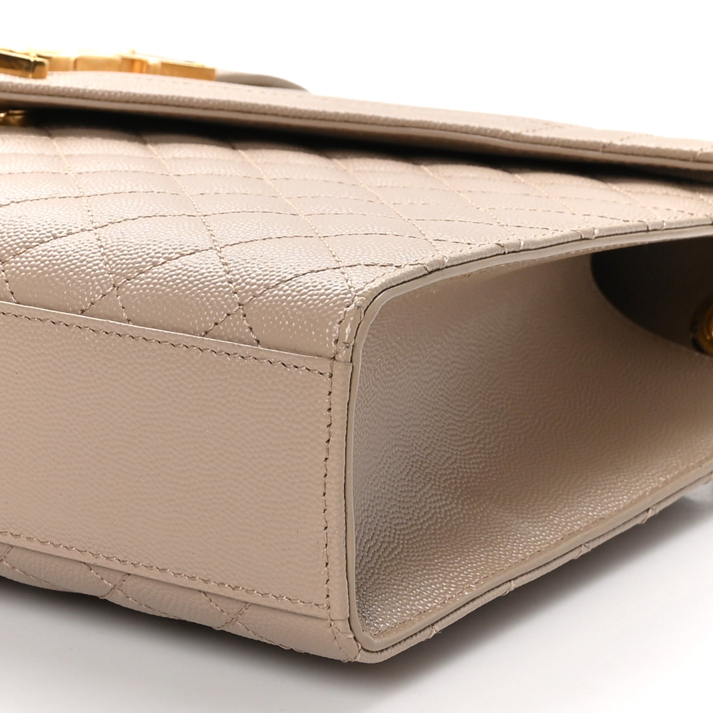 Grain De Poudre Mixed Matelasse Large Triquilt Monogram Satchel Dark Beige
