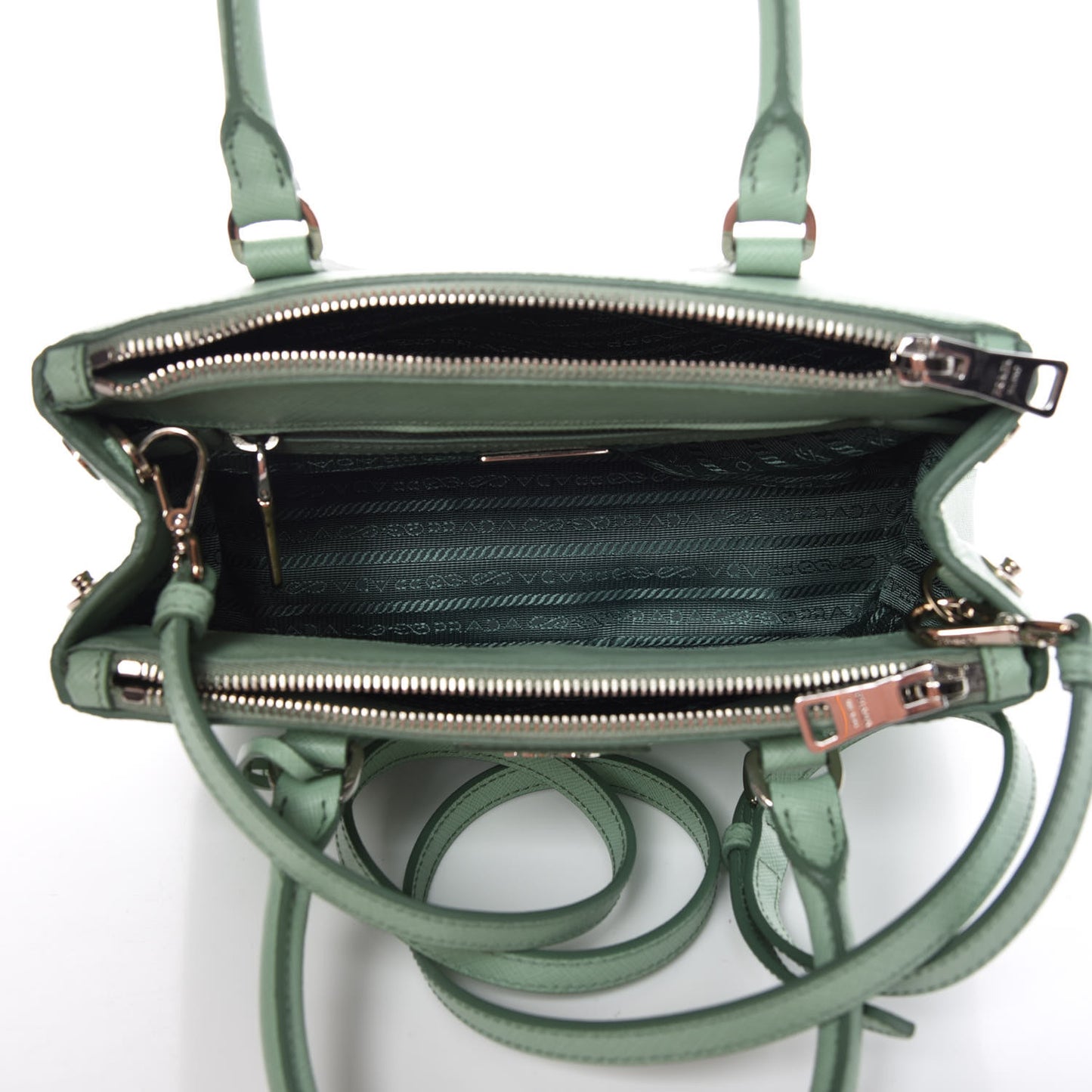 Saffiano Lux Small Galleria Double Zip Tote Acquamarina
