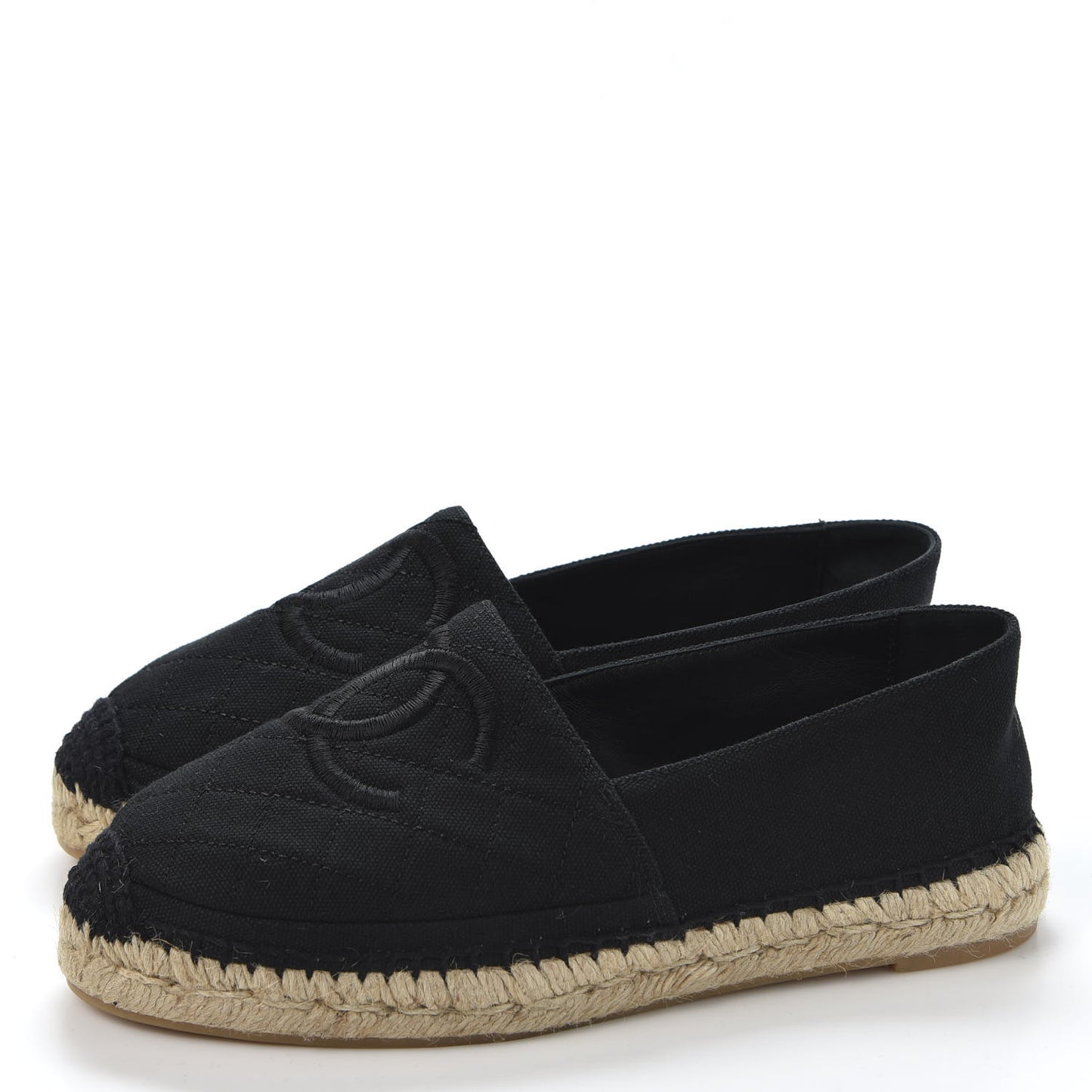 Fabric Patent Calfskin CC Espadrilles 37 Black