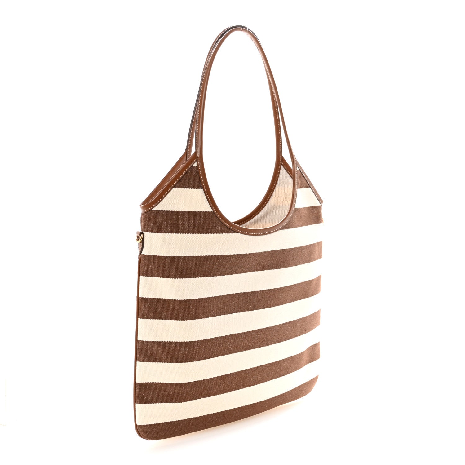 Miu Miu Canvas Calfskin Striped Ivy  Cacao Naturale 3 of 9