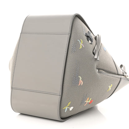 Loewe X SUNA FUJITA Satin Calfskin Canvas Embroidered Hammock Shoulder Bag Grey 10 of 10