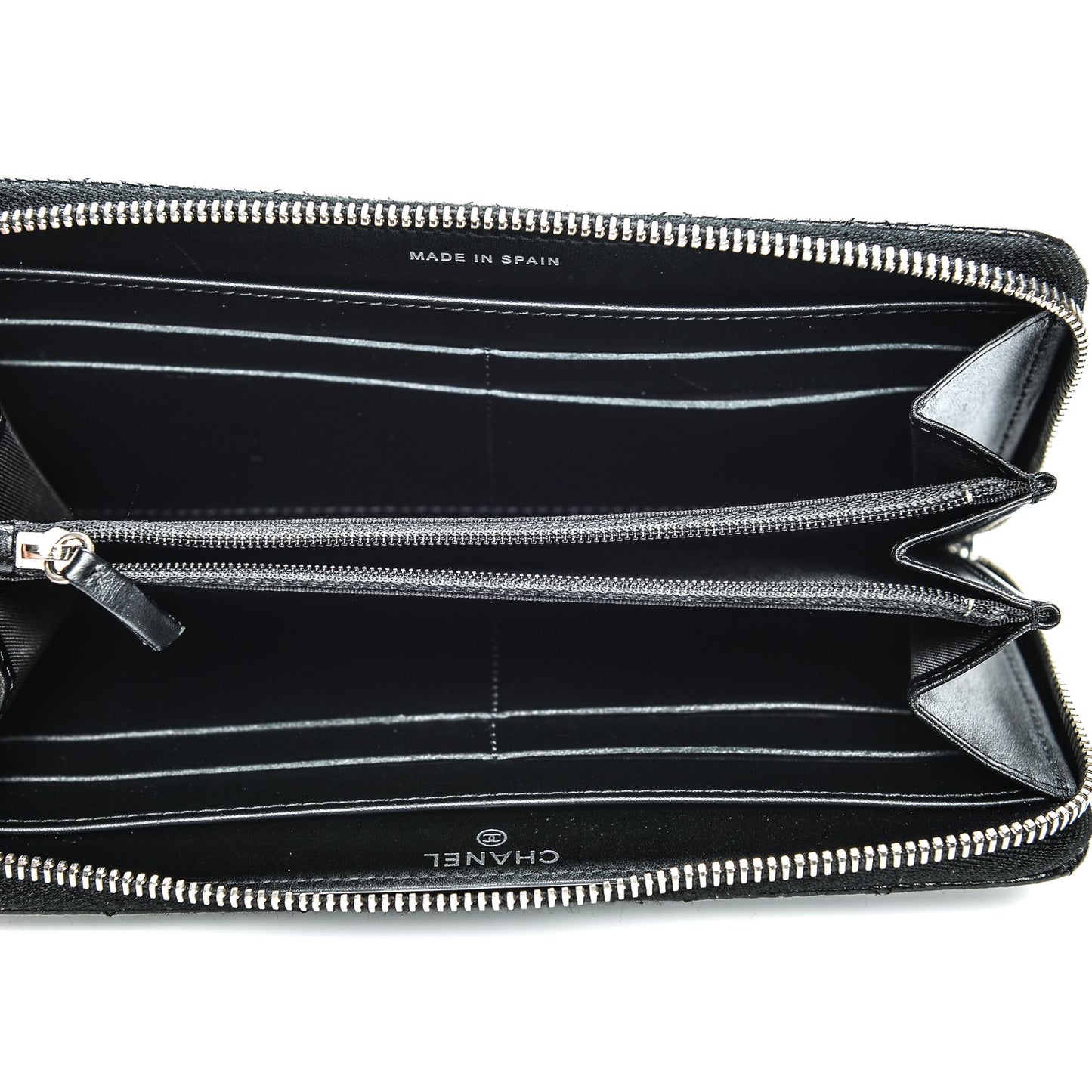 Caviar Quilted Large Gusset Zip Around Wallet Black