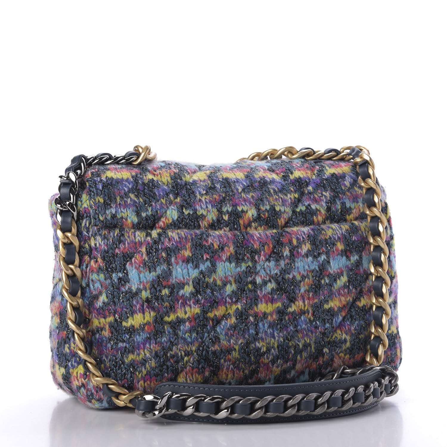 Chanel Tweed Quilted Medium Chanel 19 Flap Dark Multicolor 3 of 10
