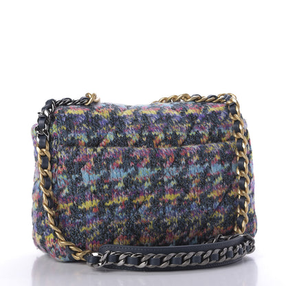 Chanel Tweed Quilted Medium Chanel 19 Flap Dark Multicolor 3 of 10