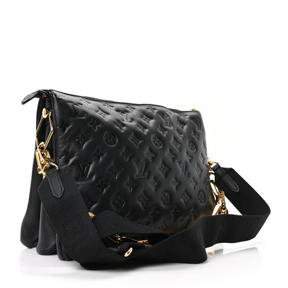 Louis Vuitton Lambskin Embossed Monogram Coussin MM Black 3 of 9