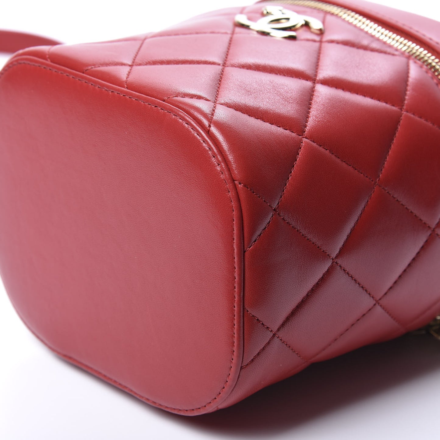 Lambskin Quilted Trendy Vanity Case Red