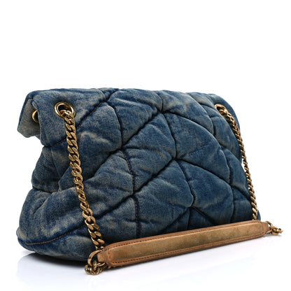 Saint Laurent Denim Quilted Small Loulou Puffer Monogram Chain Satchel Blue Cinnamon 3 of 7