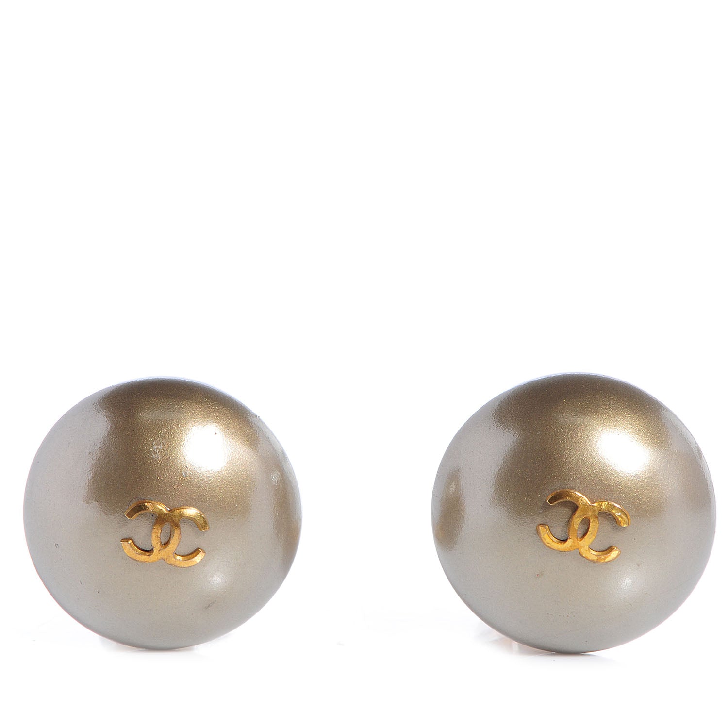 Chanel Pearl CC Clip On Earrings Gold 1 of 4