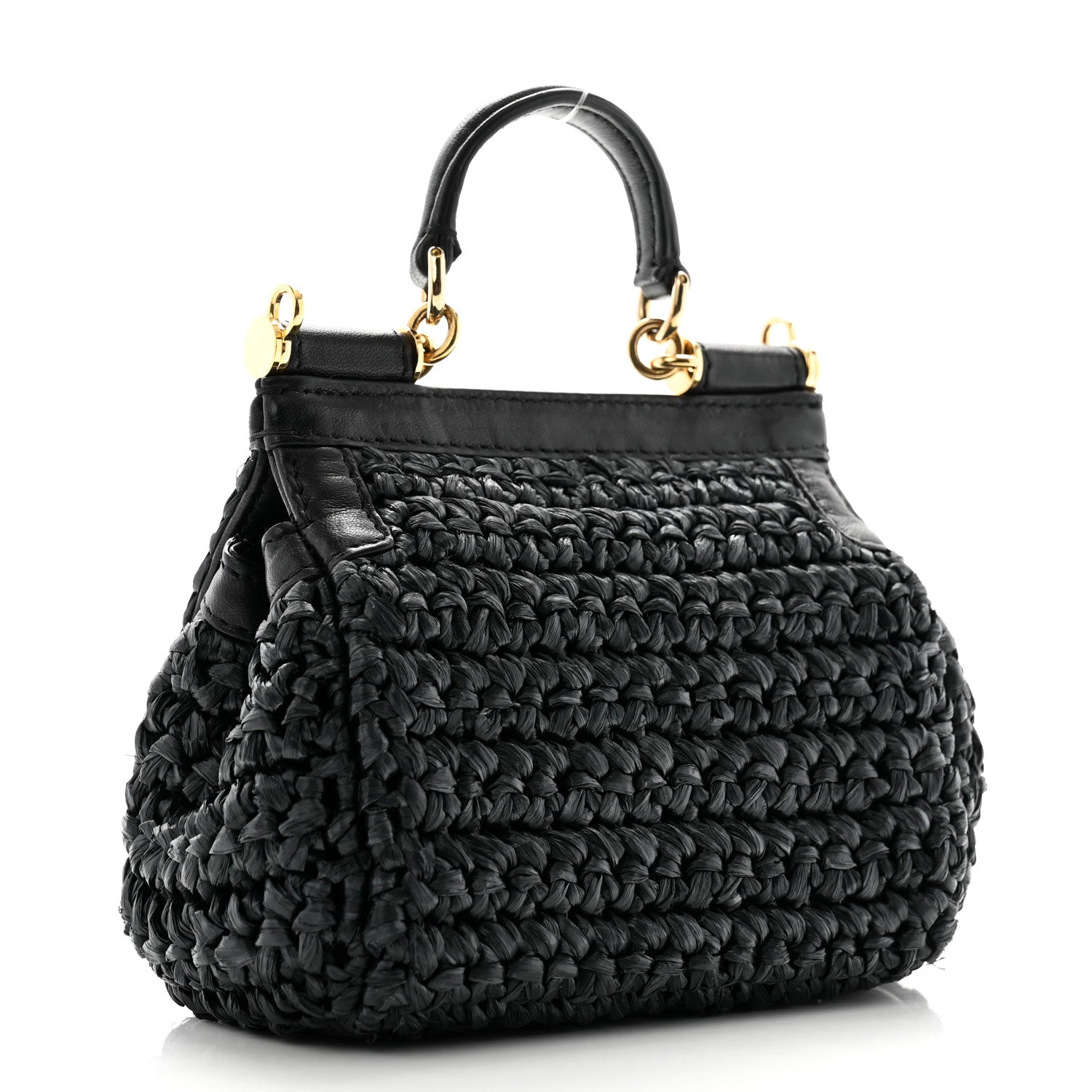 Dolce & Gabbana Raffia Crochet Micro Miss Sicily Satchel Black 3 of 12