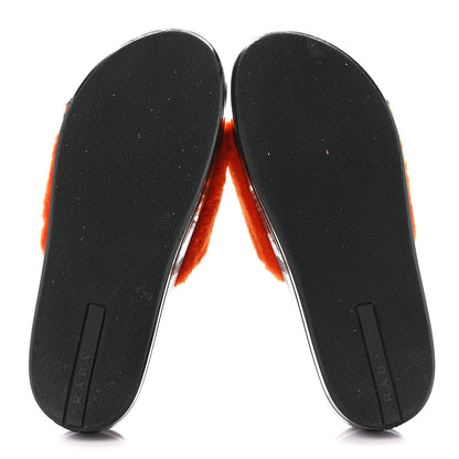 Prada Shearling Slide Sandals 38.5 Orange Multicolor 5 of 9
