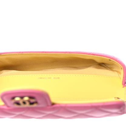 Chanel Lambskin Quilted Glasses Case With Chain Pink Yellow 4 of 11