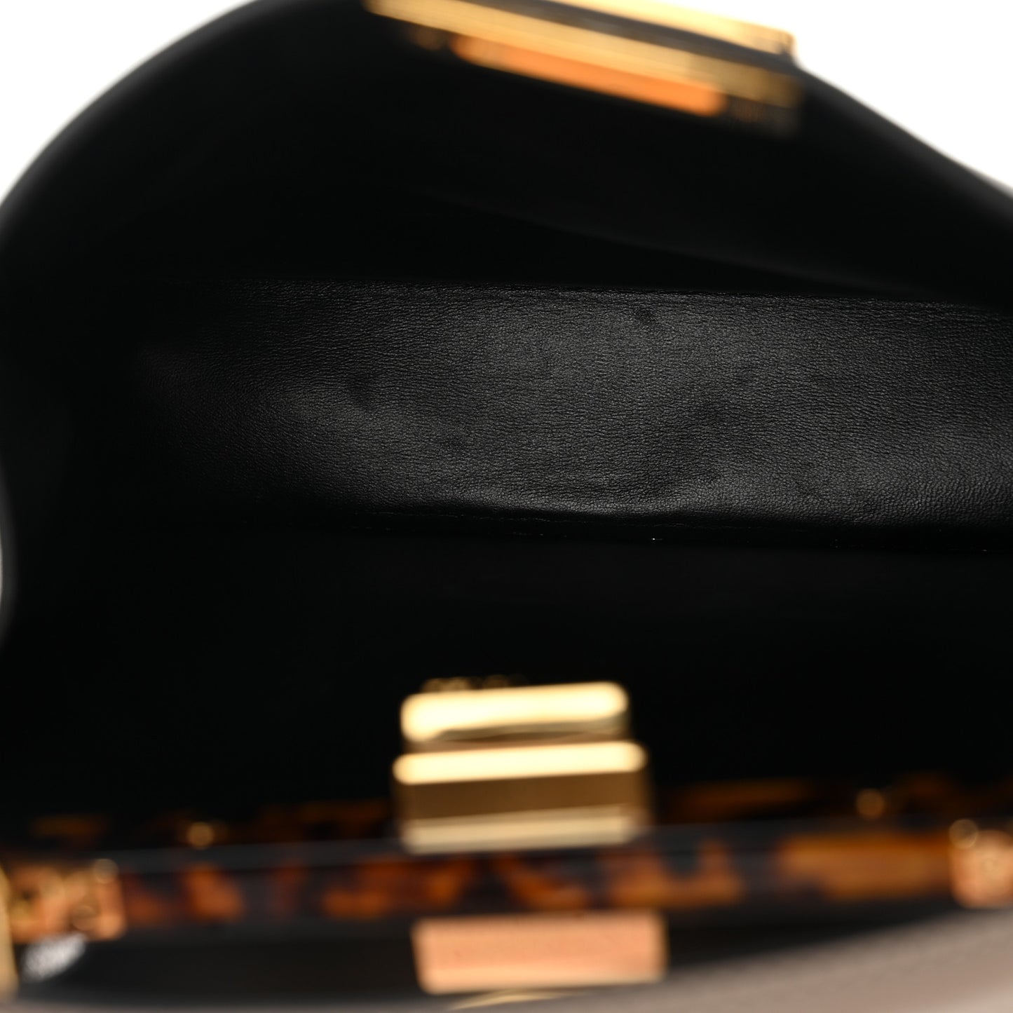 Vitello Seta Shiny Nappa Plexiglass Bi-Color Small Peekaboo I SEE U Satchel Tartaruga Black
