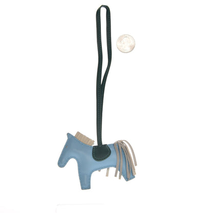 Hermes Milo Lambskin Grigri Rodeo Horse Bag Charm PM Celeste Malachite Craie 3 of 4